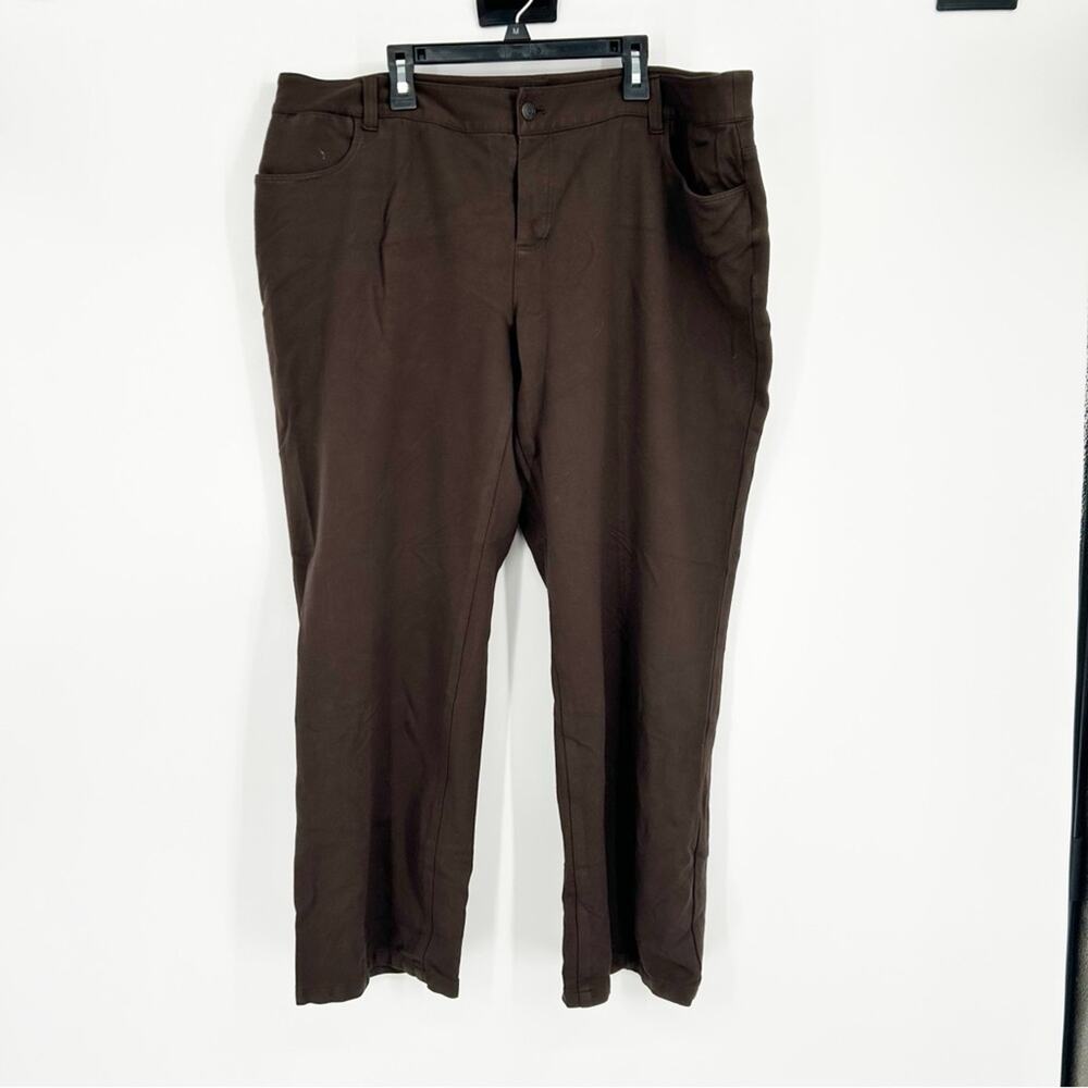 Talbots Brown Jersey Knit Straight Leg Pants Size‎ 18WP Business Casual